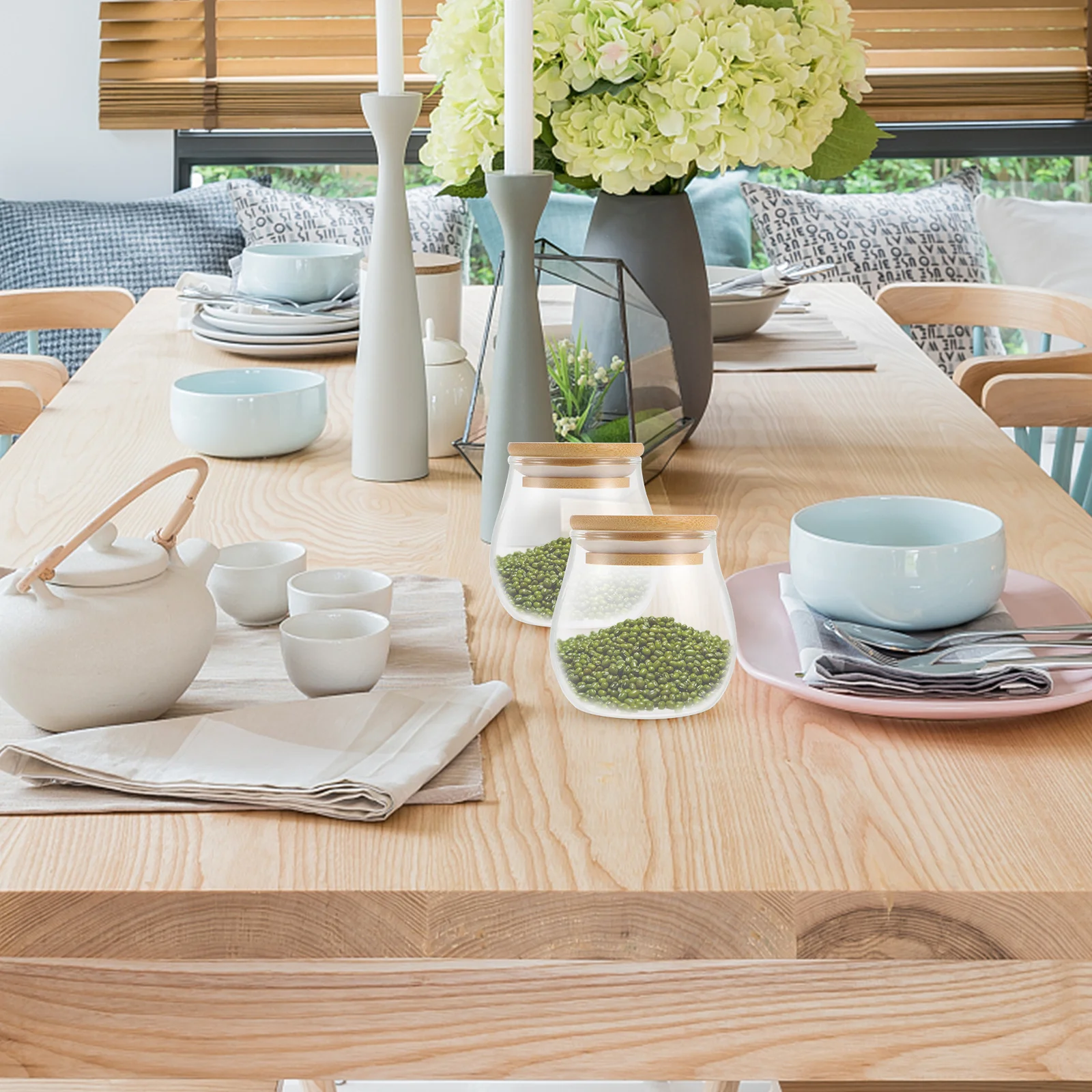 

2Pcs Multipurpose Glass Sealed Jars Airtight Food Storage Containers Borosilicate Glass for Tea Grains