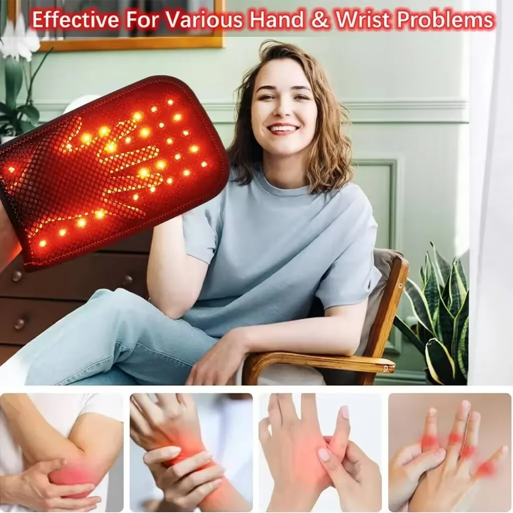 

Перчатки для светотерапии красным светом (660 нм) и инфракрасным светом (850 нм) для снятия боли в руках, перезаряжаемое LED-устройство для лечения артрита и скованности суставов