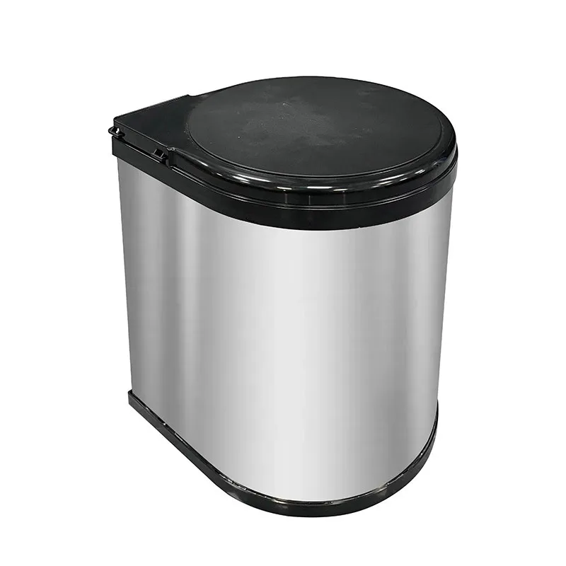 201stainless steel trash cabinet with built in inner rotating lid linked concealed trash bin