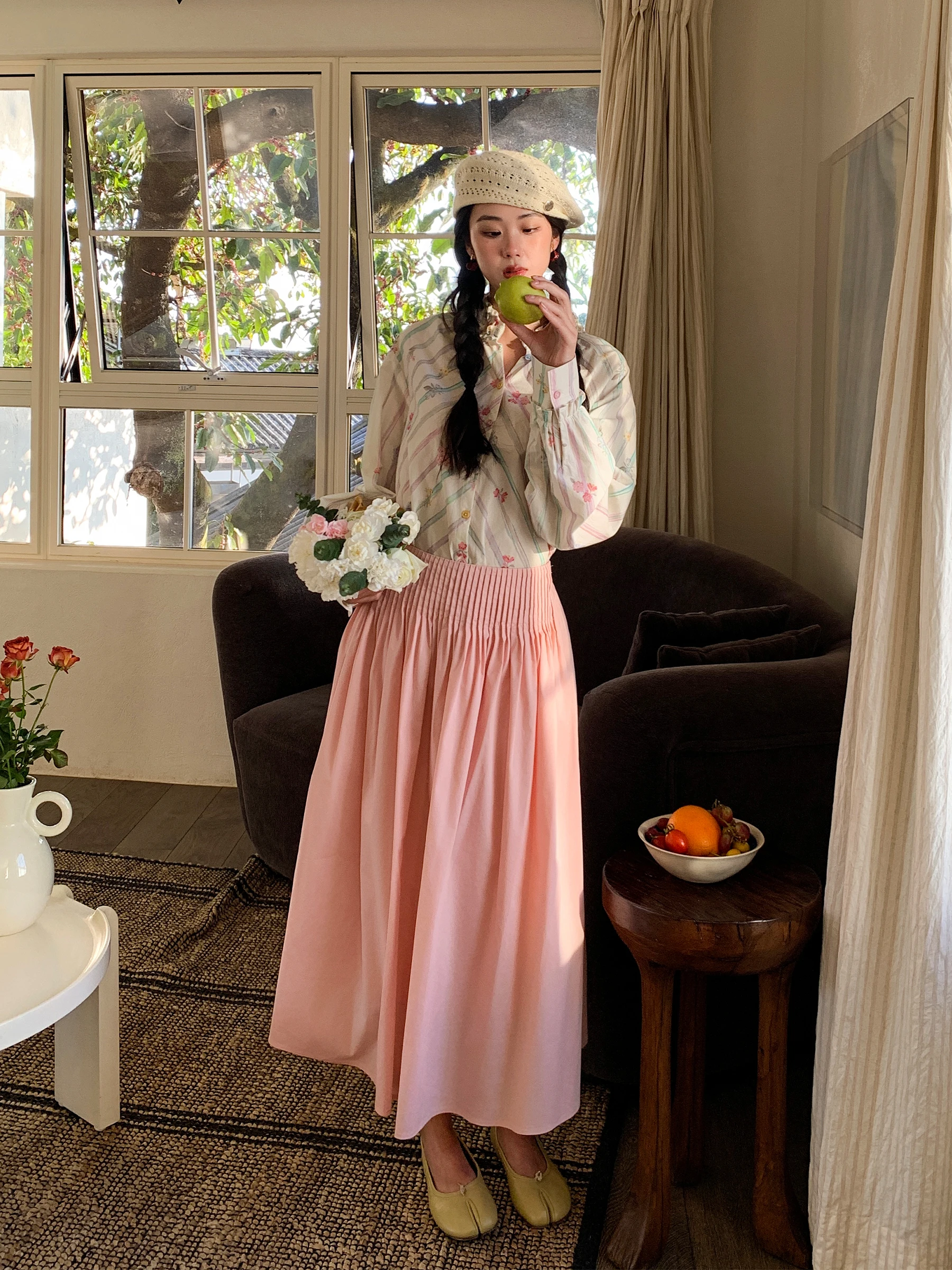 

LAZYZ Ретро-юбка А-силуэта миди с высокой талией, универсальная, стройнящая, женская, весна 2026, новая, комфортная, дышащая