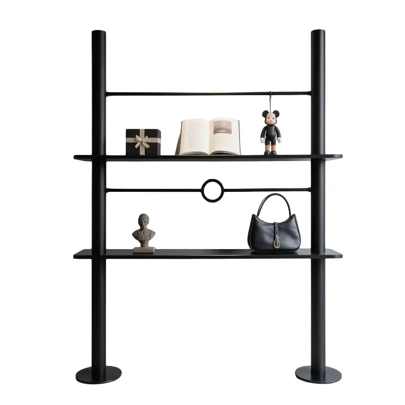 

Black creative shelf wrought iron floor display cabinet shelf multi-layer display rack simple wall storage cabinet