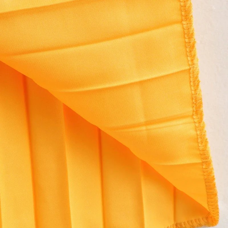 TRAF Women's Cut-Out Sleeveless Slip Dress Summer 2024 Midi Pleated Dress Orange Backless Maxi Dress Fashion High Street Dresses