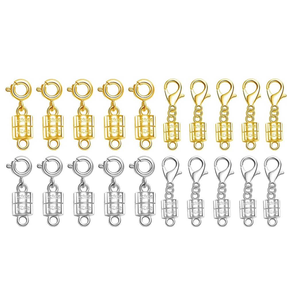 

S925 Silver Magnetic Necklace Clasps, S925 Jewelry Making Connectors, Chain Extender Converters for Bracelets Necklace