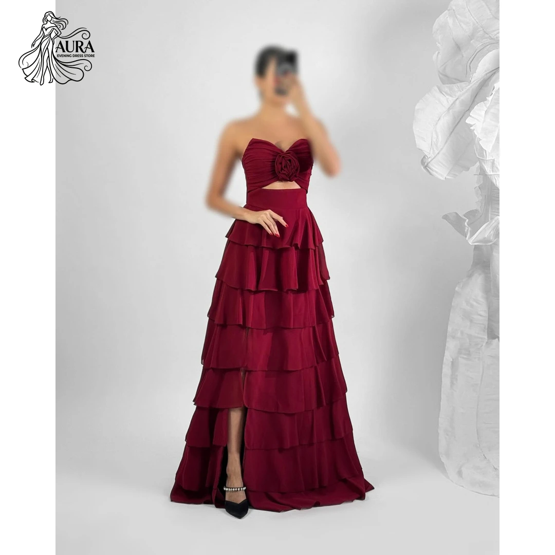 

Aura Slit Luxury Party Dress Bespoke Occasion Dresses for Special Occasions 3D Flowers Women's Prom Dress 2026 Customized Line A