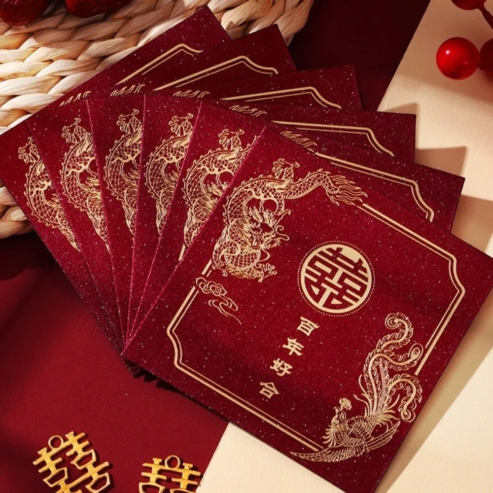الحصان الصيني سنة صغيرة السنة الجديدة المغلف الأحمر الورق الصلب سميكة مغلفات المال الصينية 8 قطعة حزمة مختلطة الذهب الساخن الأحمر