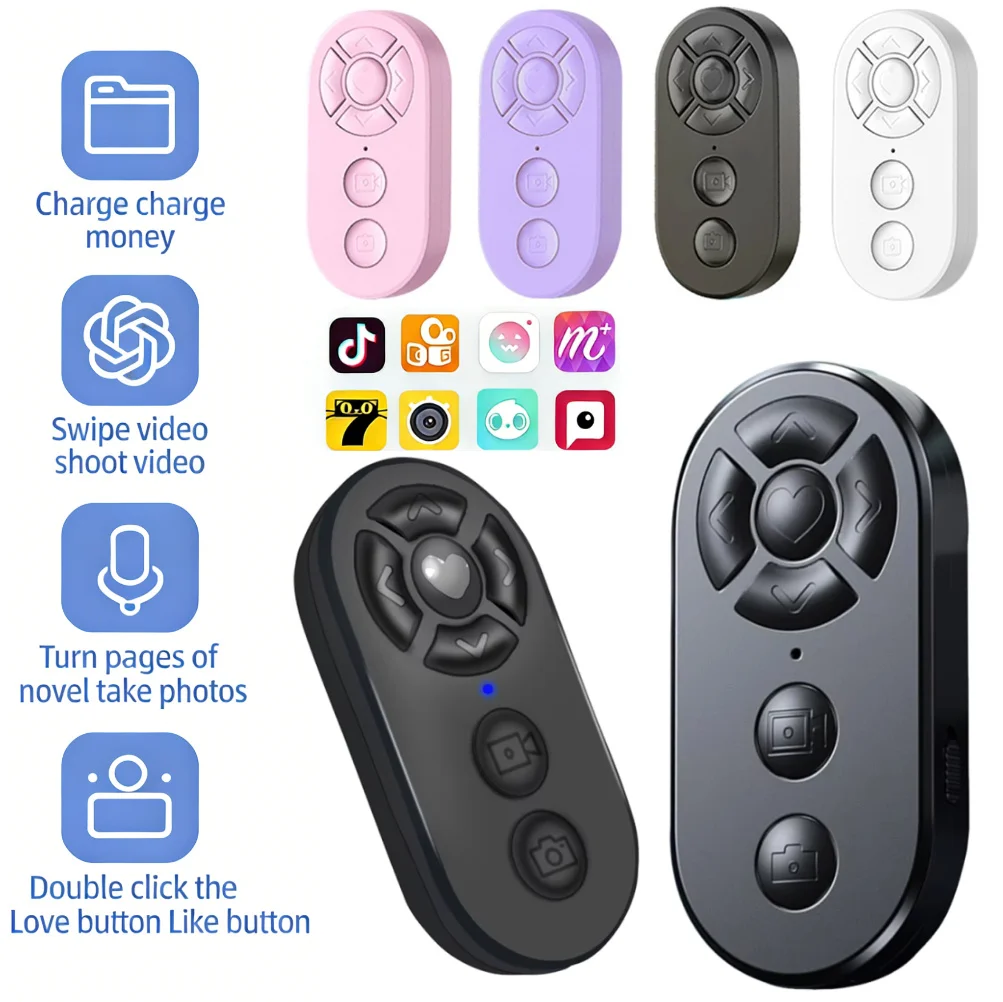 7 Botton Wireless Bluetooth Mobile Selfie Lazy Instant Music Video Remote Control Mobile Phone Bluetooth Controller For Apple