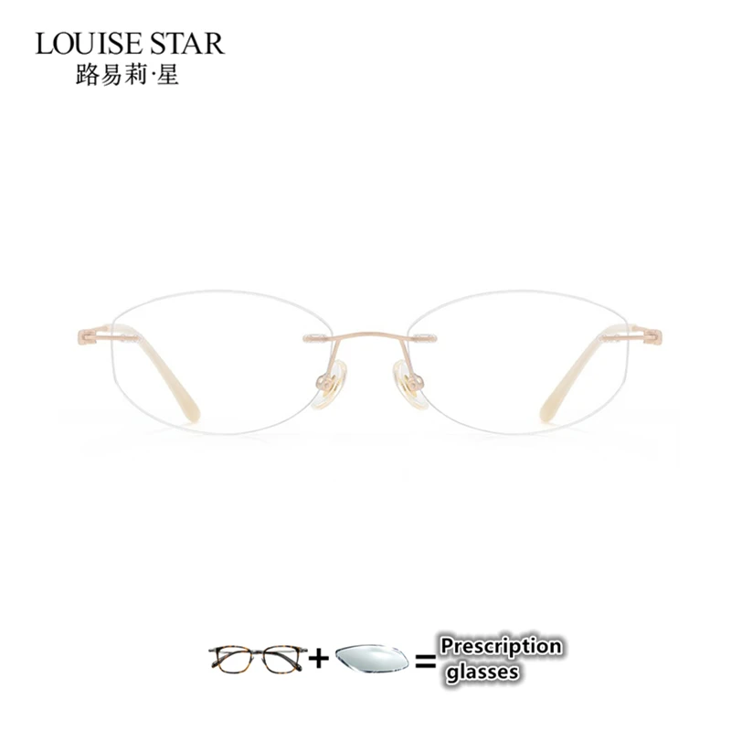 Women's pure titanium optical eyeglass frame oval prescription can be customized with anti blue light astigmatism prescription