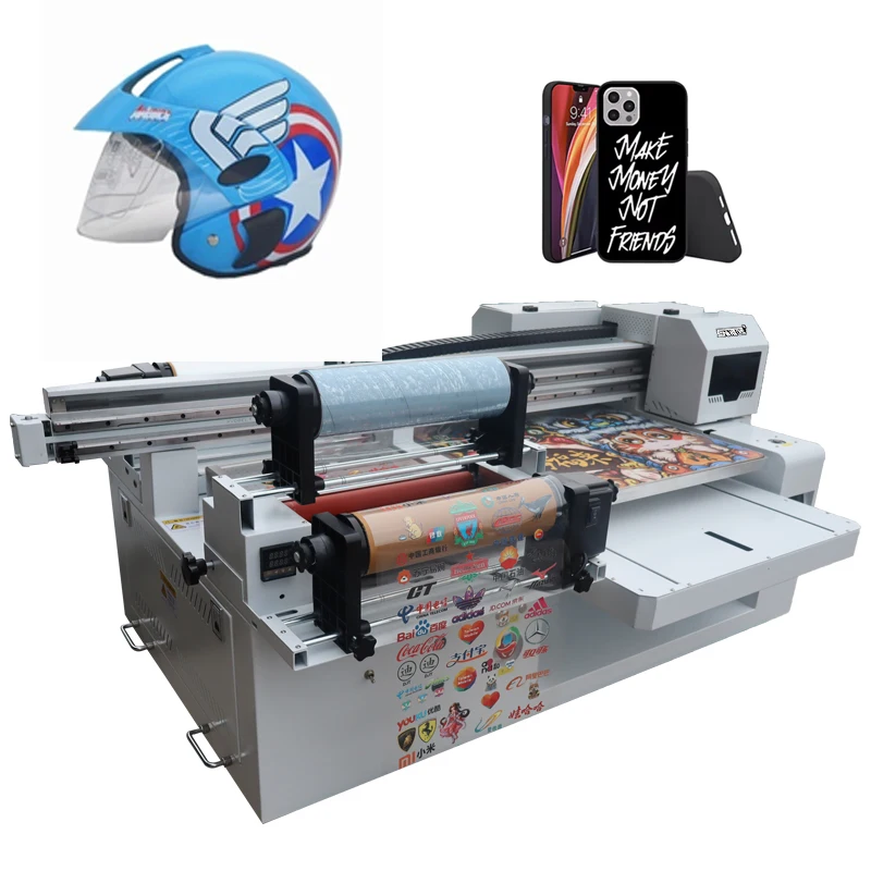 Stable Performance 6090 UV Flatbed Printer With UV DTF device Roll-flat All In One Printer Glass AB film Plastic Acrylic Metal