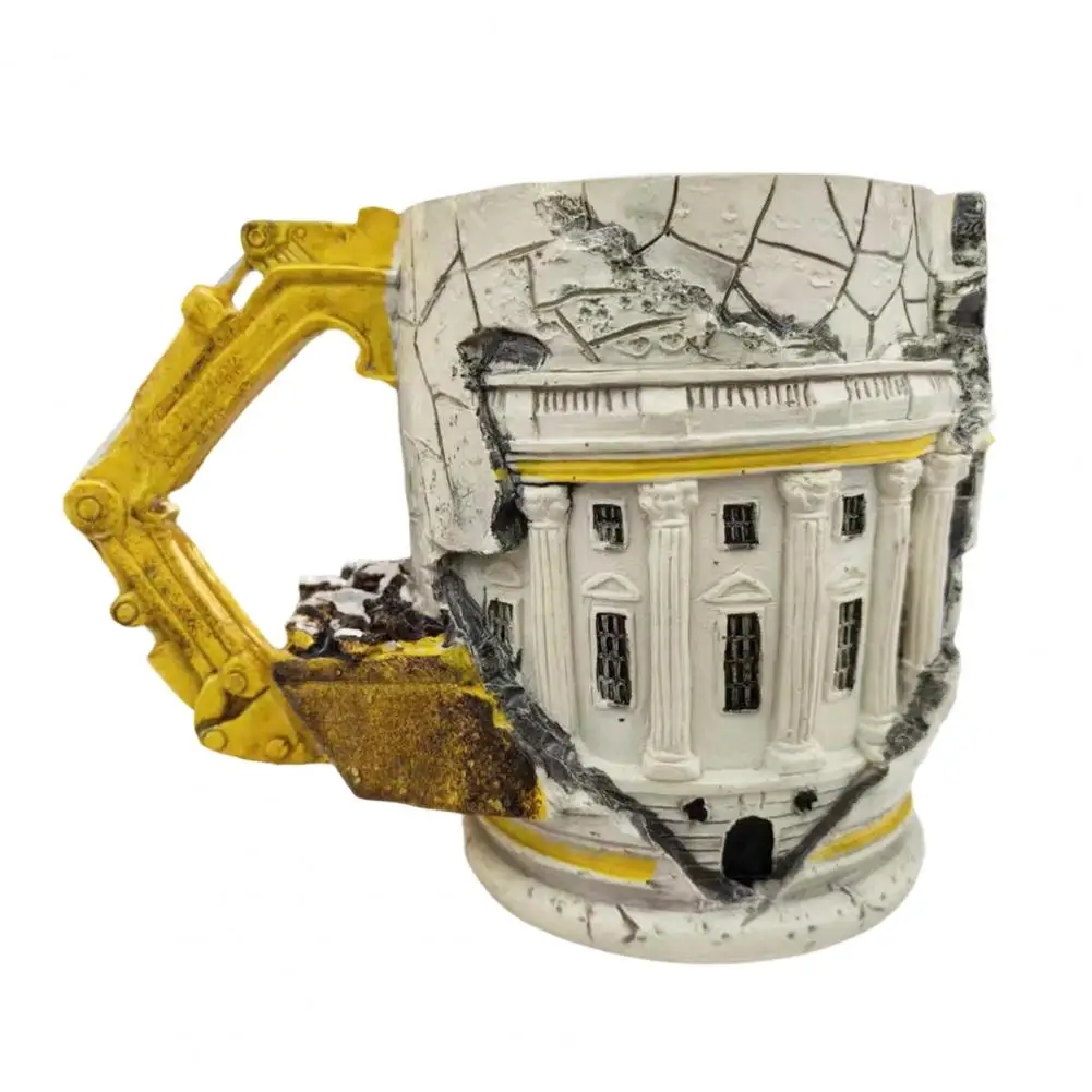 Capacity Resin Cup Excavator Shape Mug with Ergonomic Handle Resin Retro Texture Drinkware Unique 450ml for Office for Office