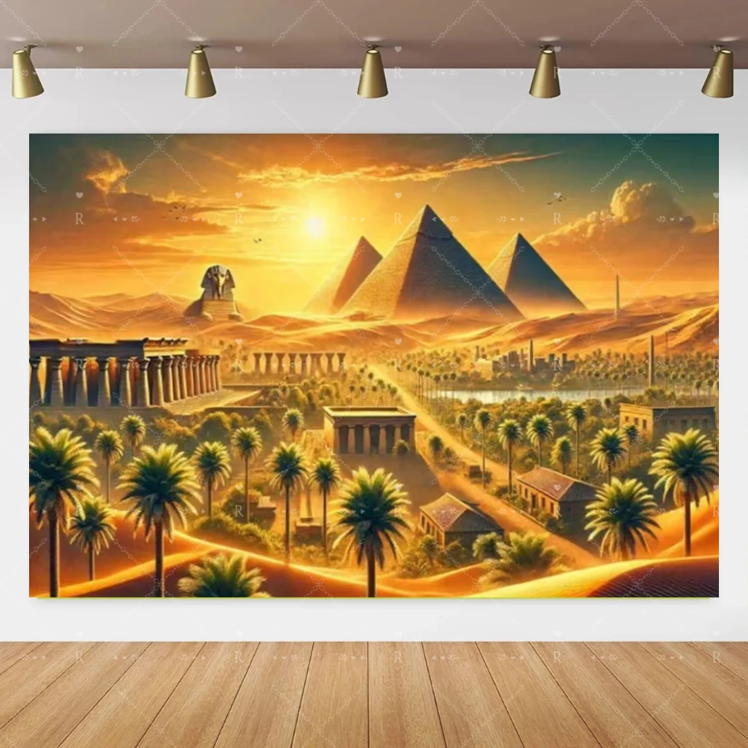 Ägyptische Pyramiden Themenhintergrund Säulen Wüste Sphinx von Ägypten Kulisse Heimdekoration Porträtfotografie Banner Requisite Geschenk – Detail 1