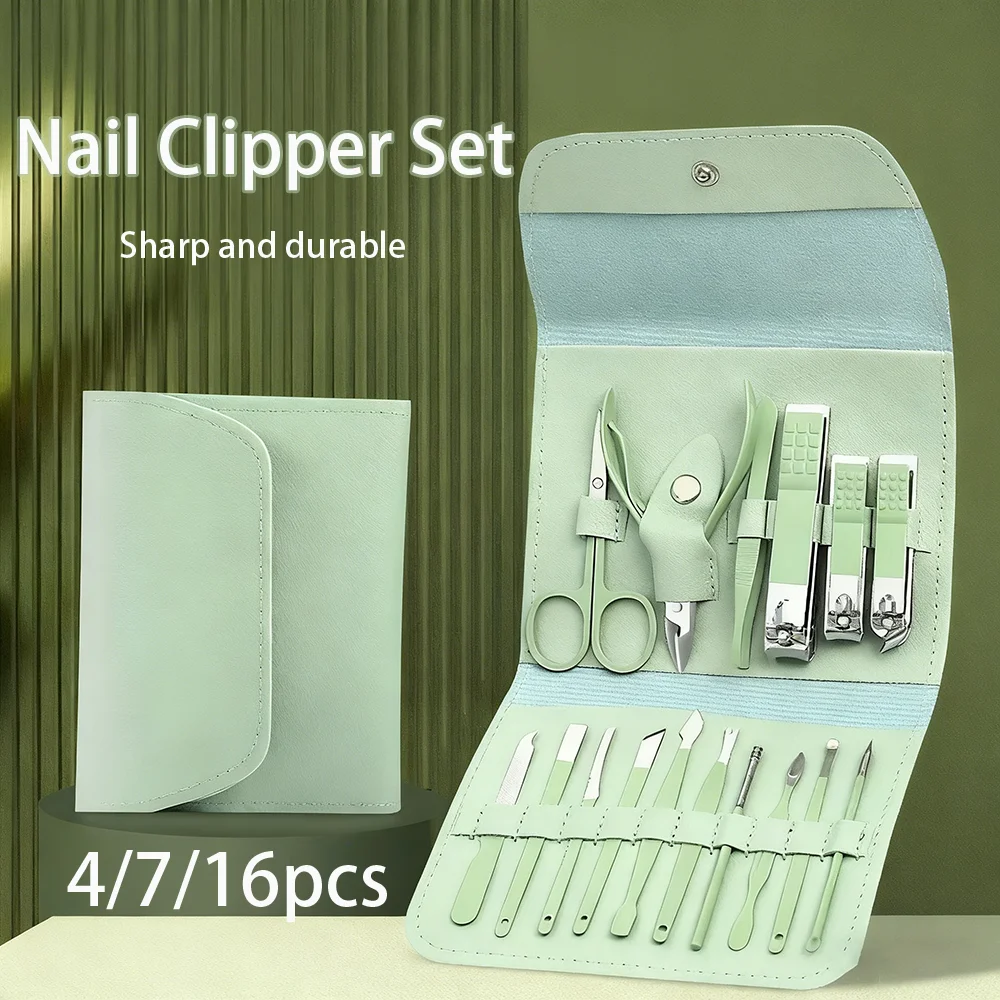 4/7/16pcs 1set Clipper Set Multi Color Stainless Steel Imitation Oxidation Portable Nail Tool Set Hand and Foot Nail Trimming
