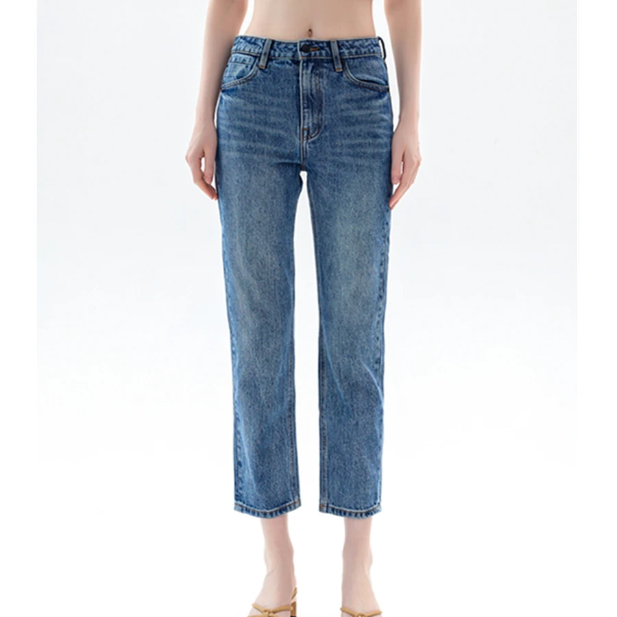 

Maxdutti French Minimalist Elegant High Waisted Straight Cropped Jeans Women's Denim Pants Point Cigarette Tube Jeans For Women