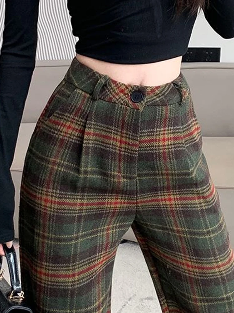 Women\'s Plaid Baggy Sweatpants Harajuku Streetwear Fashion Aesthetic Pants Retro 2000s Vintage Oversize Wide Leg Trouser Clothes