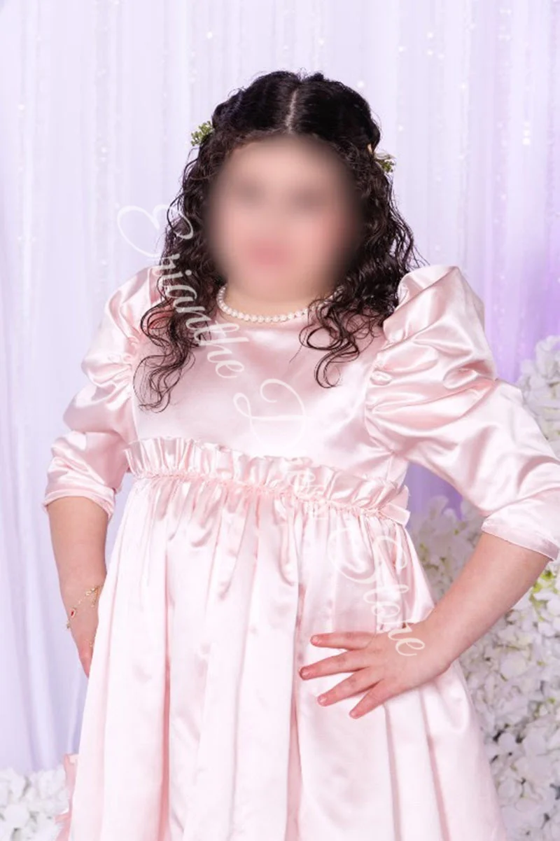 Robe à fleurs élégante pour filles, pour mariage, taille haute, en Satin, longueur au sol, fête d'anniversaire pour enfants, robes de bal de première Communion personnalisées