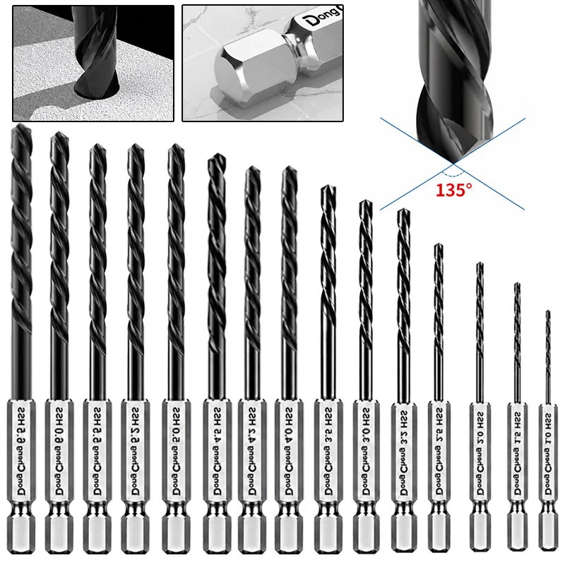 Woodworking Professional HSS Hex Shank Twist Drill Bits 1-6mm Full Set for Timber Plywood Furniture Home Repair Drilling Work
