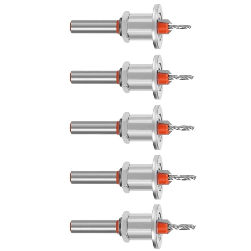

5Pcs High Hardness Alloy Steel Countersink Drill Bit with Adjustable Depth Stop for All Types with Adjustable