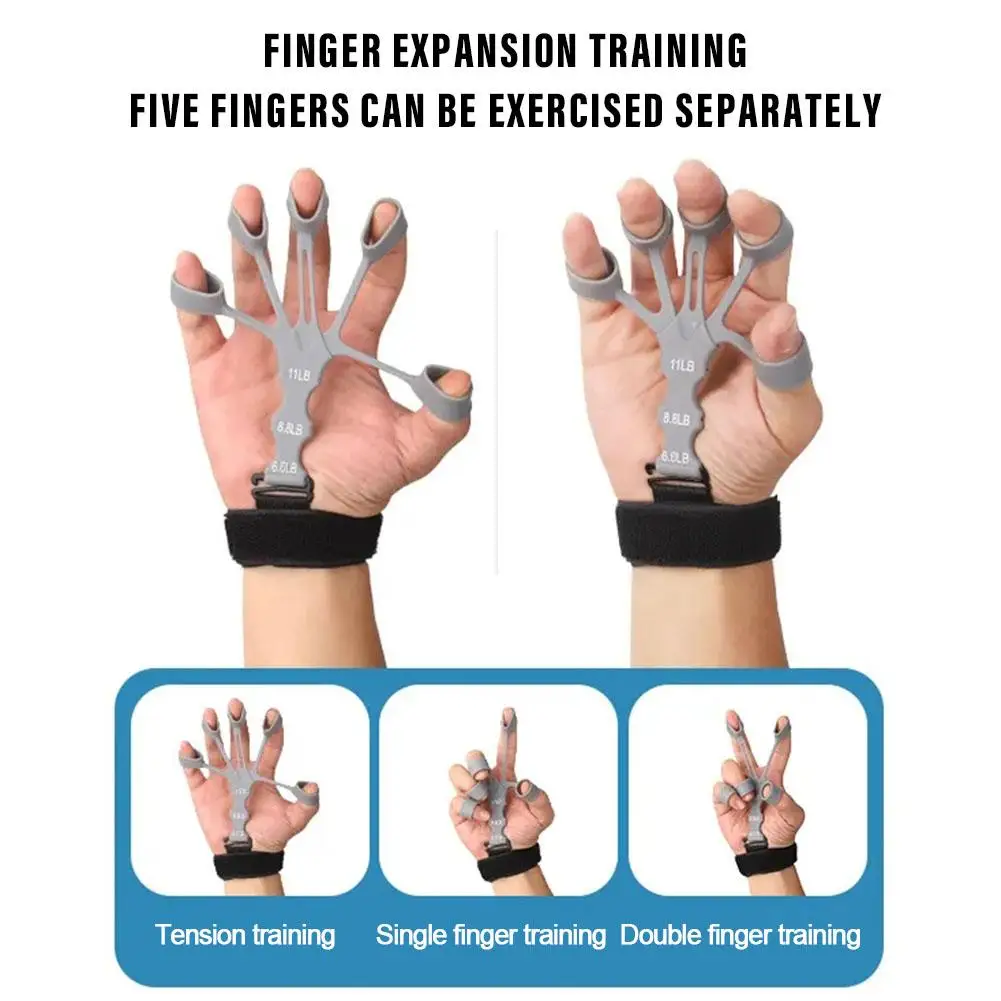 Handgriff 5-Finger-Übungsgerät, Krafttraining, Kraft, Unterarm-Rehabilitation, Silikon-Trainer, verstellbarer Stärker für das Handgelenk