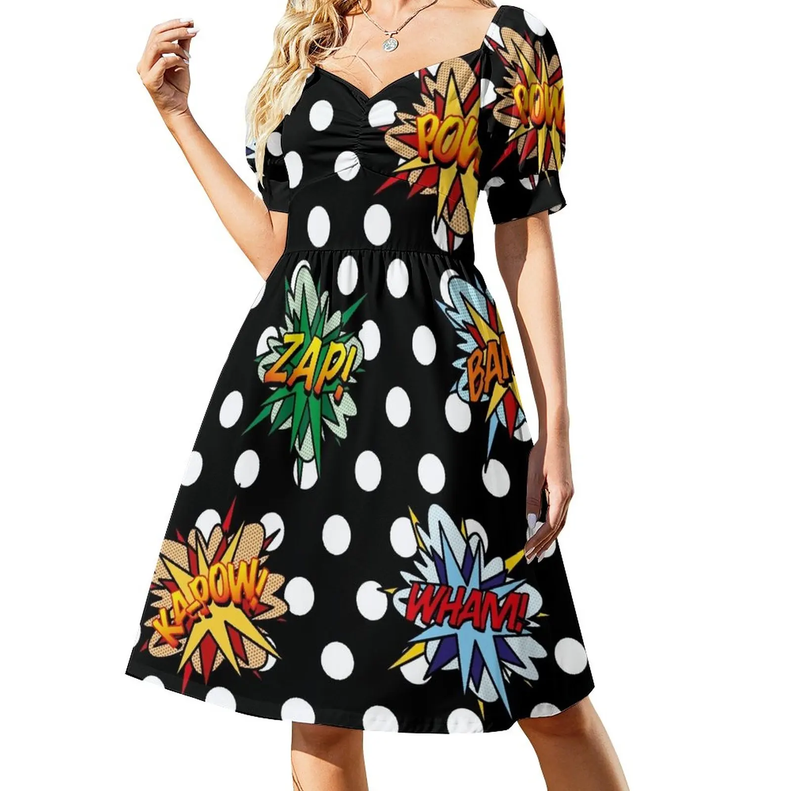 Comic Book Pop Art Sounds Modern Fun Sleeveless Dress elegant dress evening dress women