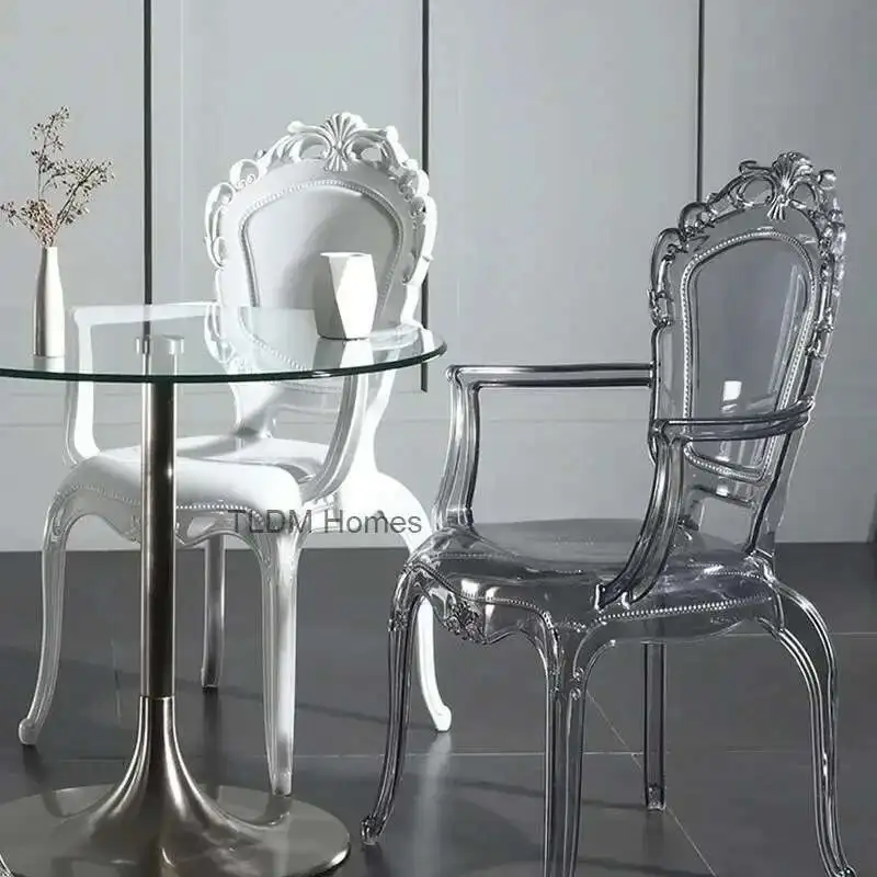 

Transparent simple Dining Chairs Creative Kitchen Furniture Household Acrylic Crystal Dining Chair Designer Palace Style Stool h