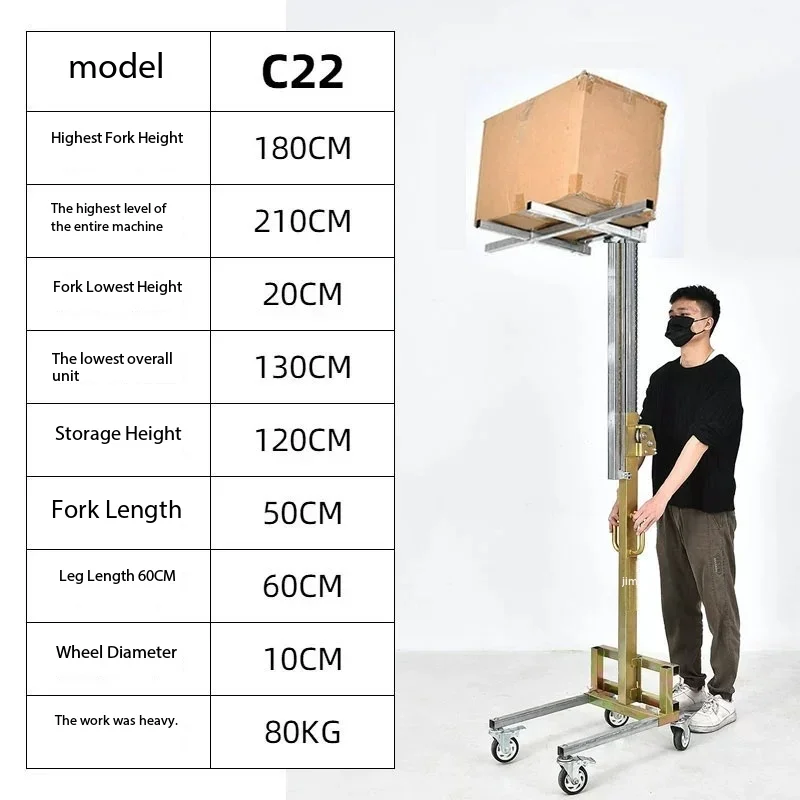 Portable Folding Manual Stacker Forklift, Lightweight Unloading Lifting Handling for Lifting and Transport Work
