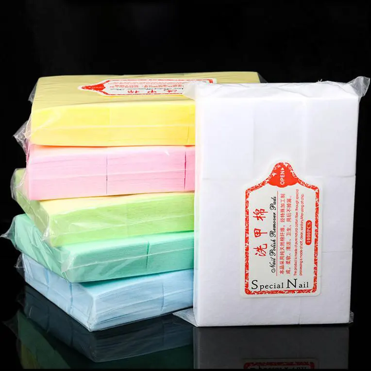 100% Nail Cotton Pads 100/500/600/1000cs Lint-Free Wipes for Nail Gel Polish Remover Nail Art Cleaning Tools 100% Cotton Wipes 3