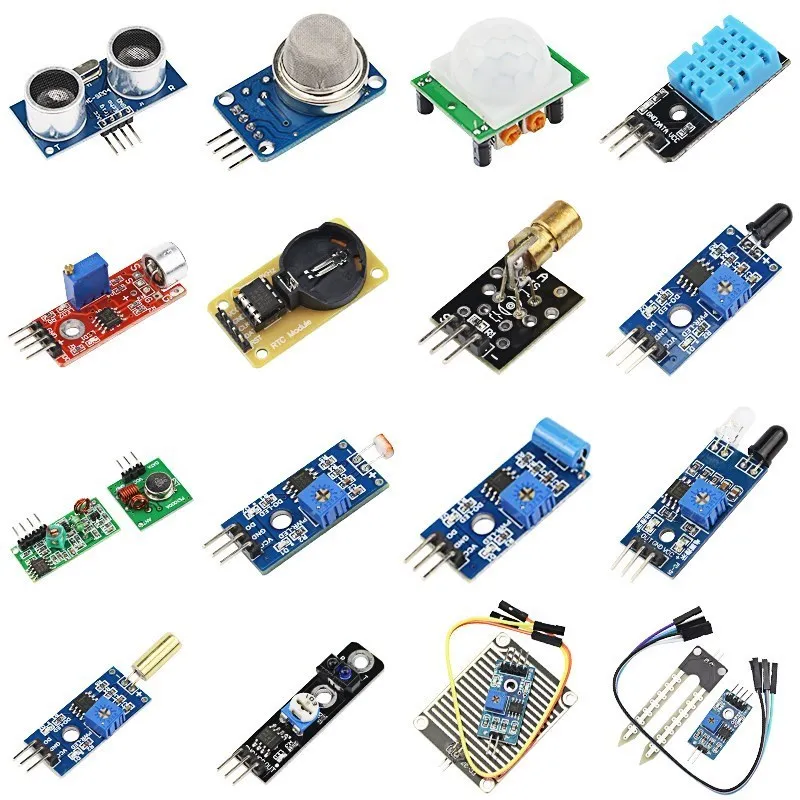 

16 in 1 Raspberry Pi Sensors Module Kit Temperature and Humidity Sensor 16 Kinds of Sensors Module for Arduino UNO R3 Raspberry