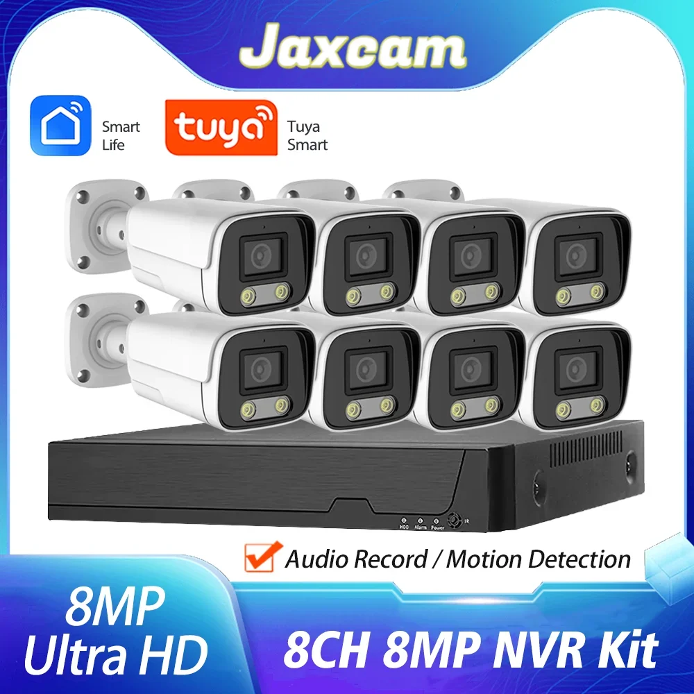 Tuya Smart-Système de boîtier en métal de caméra IP POE NVR, enregistreur de kit de vidéosurveillance, poignées de mouvement, enregistreur ECT, 8CH, 4K, 8MP, 5MP