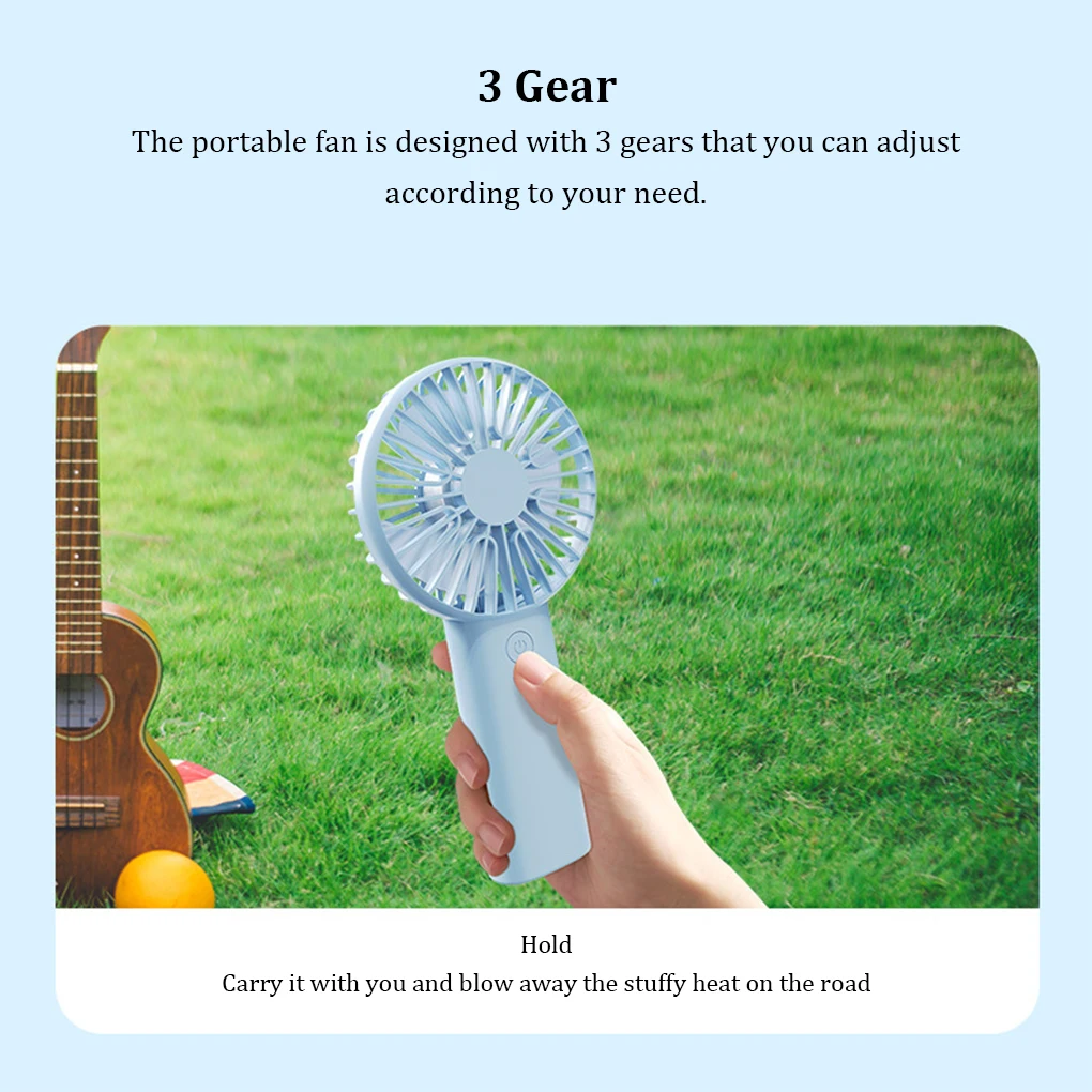 Portable USB Chargeable Mini Fan Handheld Fans with Base Summer Outdoor Portable Adjustable Hand Hold Fan with Phone Holder