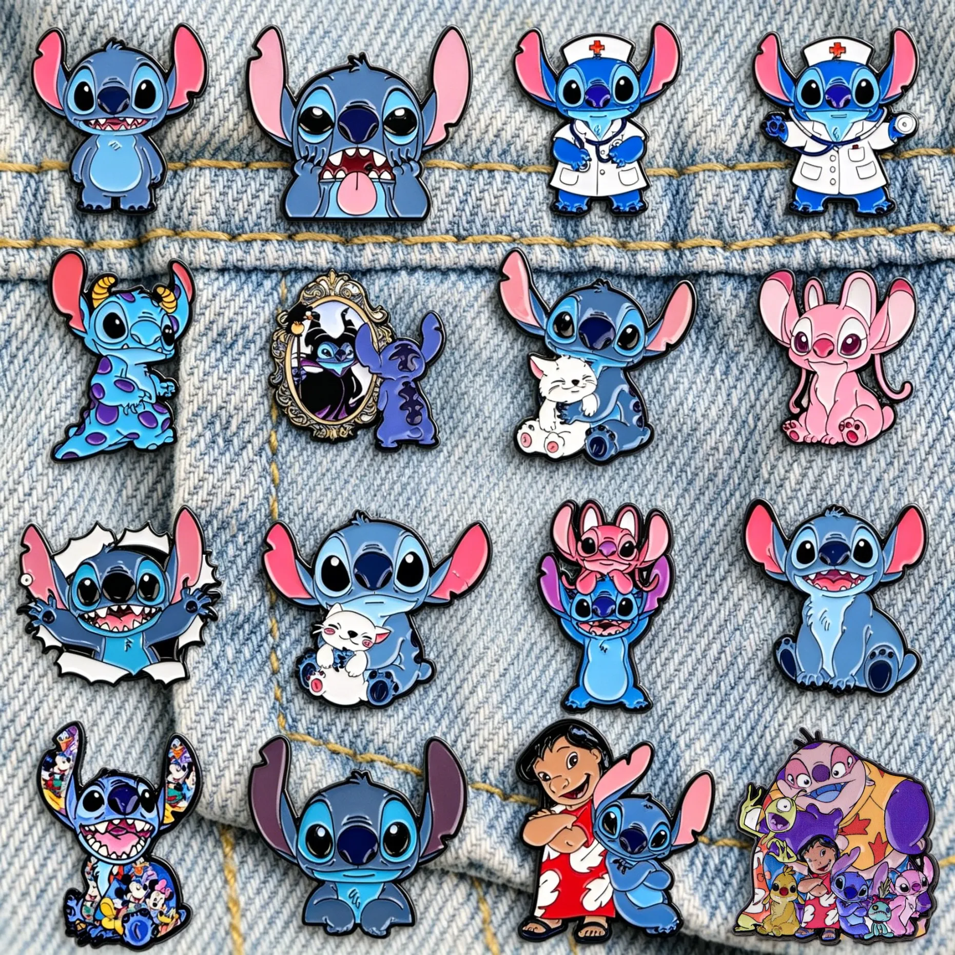 Broches en émail Kawaii de dessins animés, badges mignons d'animaux et d'êtres étrangers tendance pour vestes, cadeaux uniques pour filles
