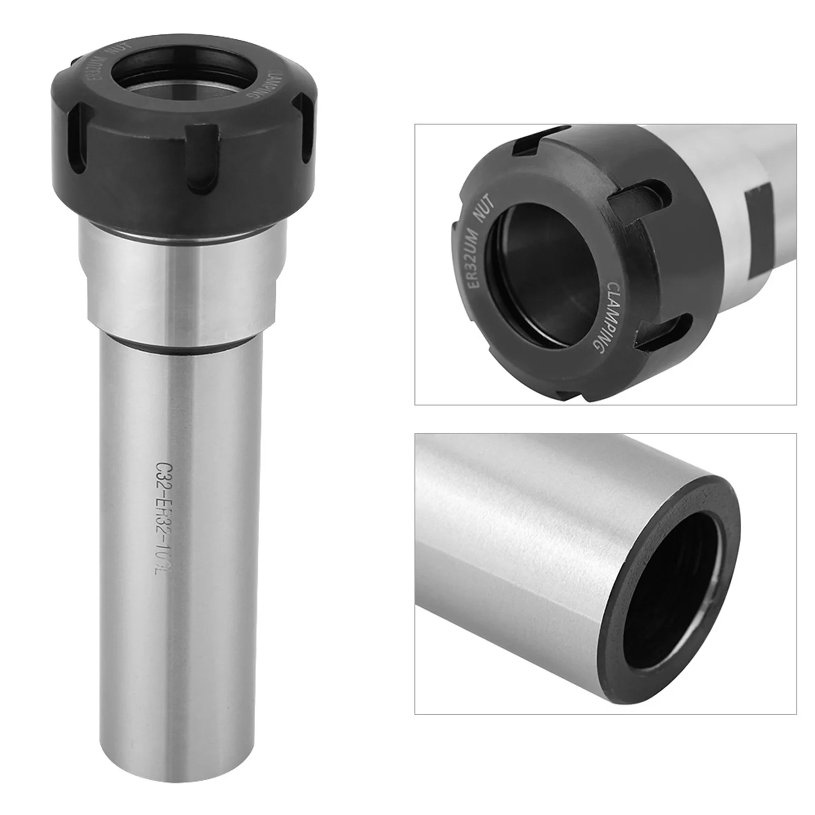 

ER32 Collet Chuck Holder, C32-ER32-100L Alloy Steel Collet Straight Shank Chuck Holder CNC Milling Extension Rod