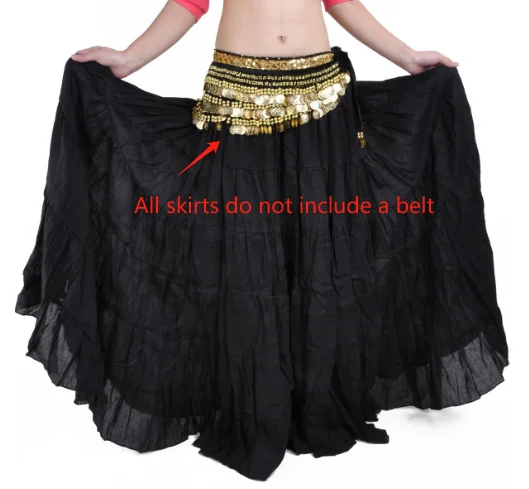 Bohemian Skirt Tribal Dance Skirt Belly Dance Swing Skirt Costume Ethnic Style (No Belt) Stage Performance Dance Accessories