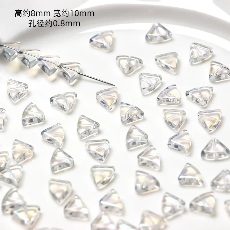 20Pcs Crystal Glass Beads 8x10mm Fan-shape Shape DIY Loose Beads for Bracelet Necklace Earring Jewelry Making Crafts Accessories