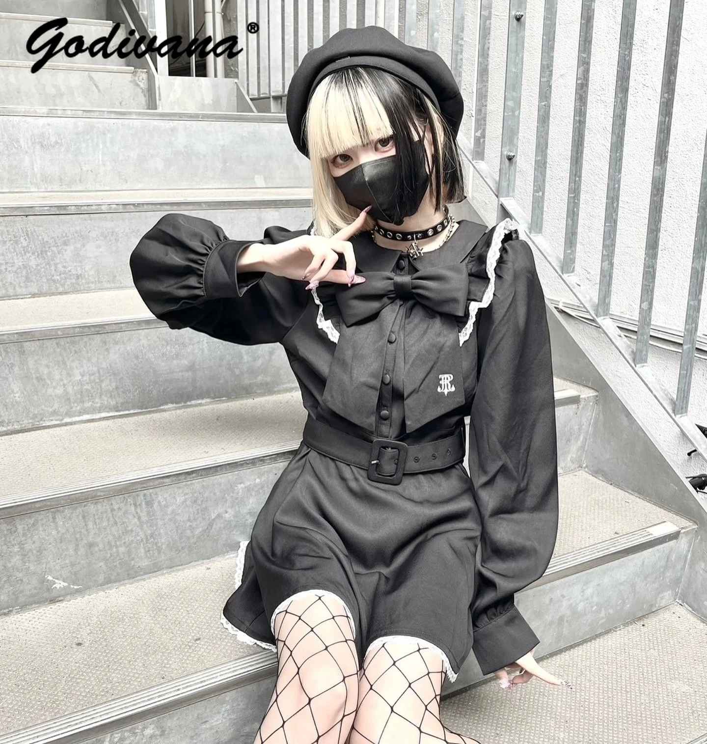 Japanese Mine Autumn Girl Harajuku Dress Set Autumn New Bow Tie Women's Long-sleeved Shirt Dress and Shorts 2-piece Set Outfits