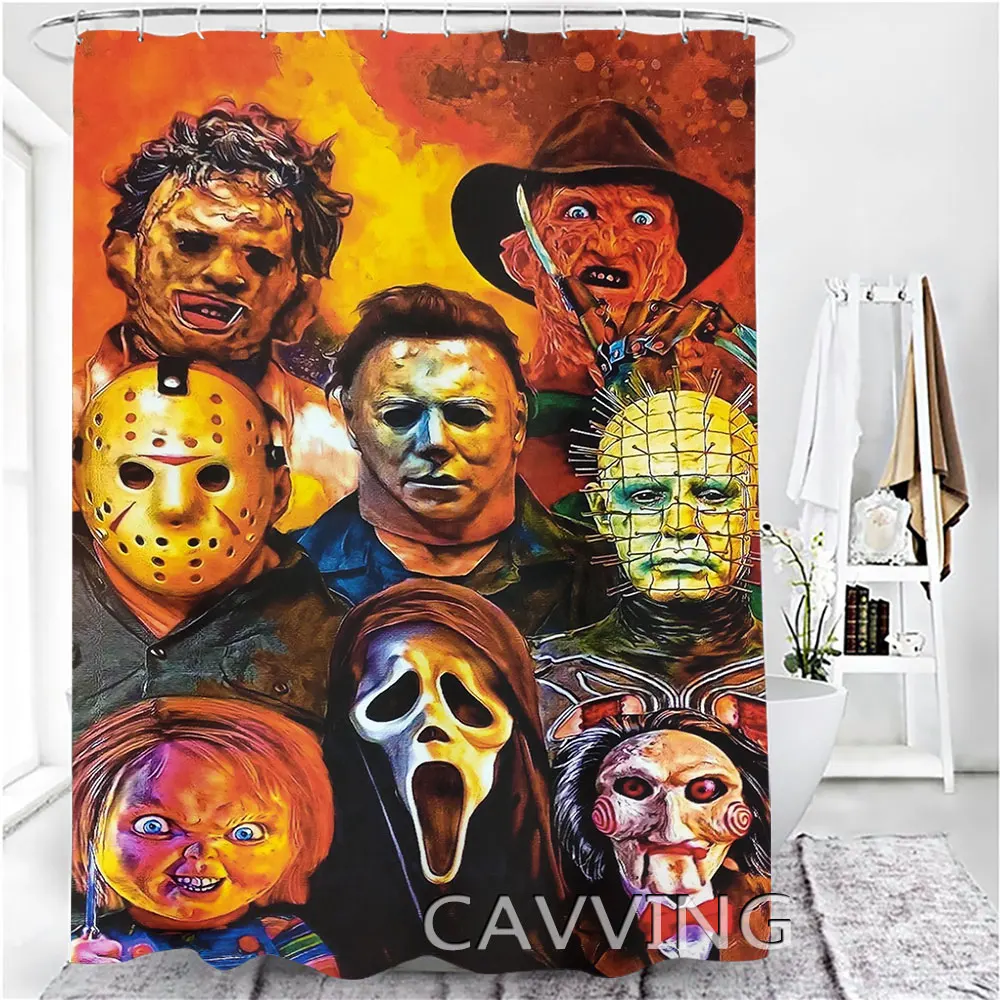 Horror Movies Characters 3D Printed  Shower Curtains Waterproof Bathroom Curtain Anti-slip Bath Mat Set Toilet Rugs Carpet   F02