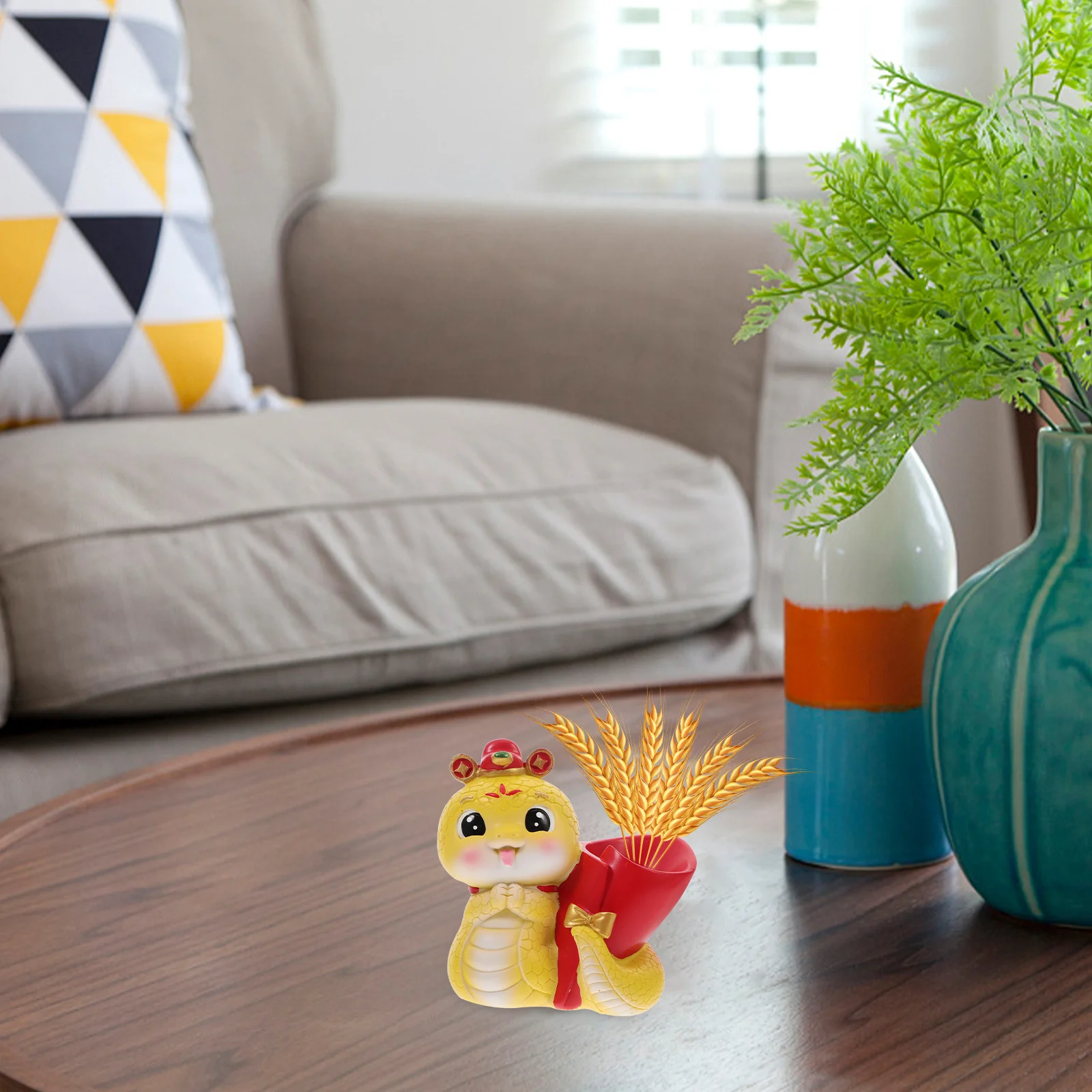 

Snake Pencil Holder Resin Unique Chinese Zodiac 2025 Feng Shui Good Luck Desk Organizer Pencil Holder Cup Storage Mascot Snake