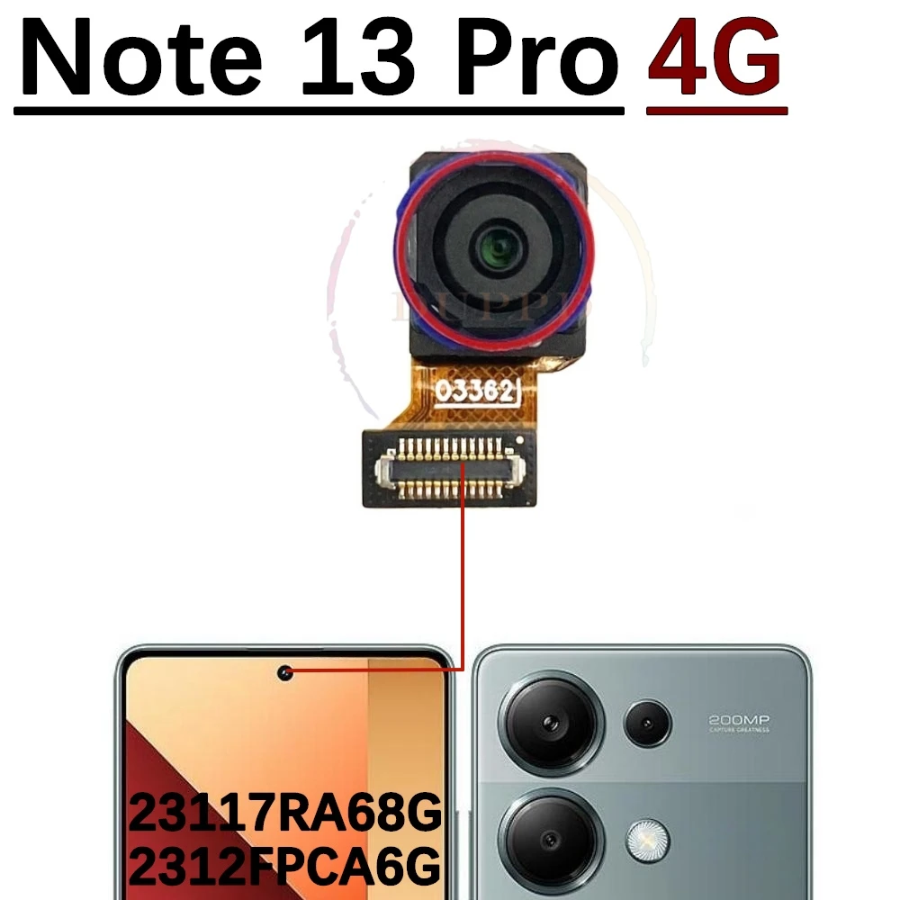 Back Main Camera For Xiaomi Redmi Note 13 Pro Note13Pro 4G 5G Front Samll Facing Rear Camera Moduel Flex Cable Parts