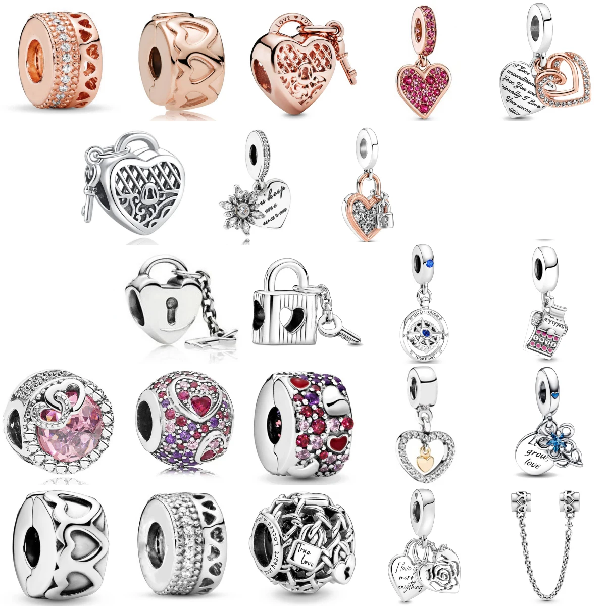 

High Quality New 925 Sterling Silver Locks keys Snowflake Pendant Bead Fit Original European Charms Bracelet Jewerly Accessories