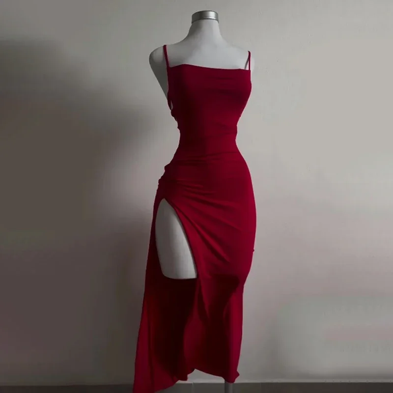 2025 New Dress Summer High Sensibility Halter Strap Spice Girl Bag Hip Dress