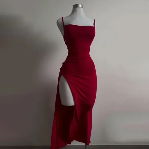 Imagen 2 del producto 2025 nuevo vestido explosivo de verano de alta sensibilidad con correa halter Spice Girl Bag vestido a la cadera