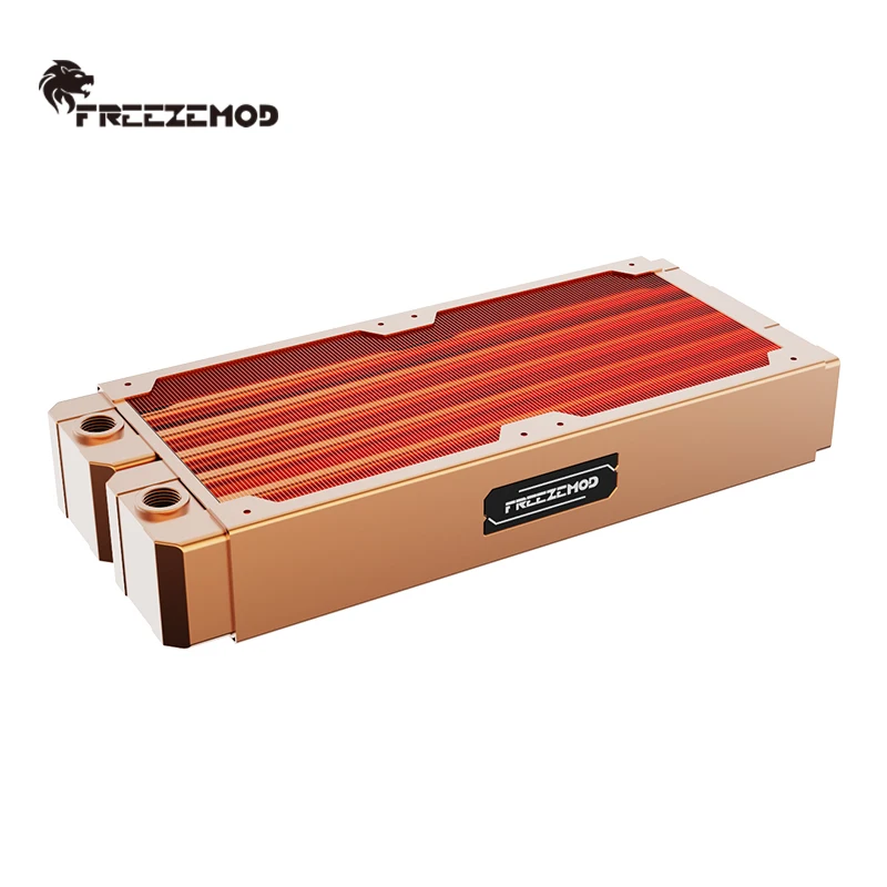 FREEZEMOD TSRP-ZT-240SC 45mm Thick All Red Copper Radiator Double Layer 7mm Pipe G1/4 240mm Water Cooling Heat Sink