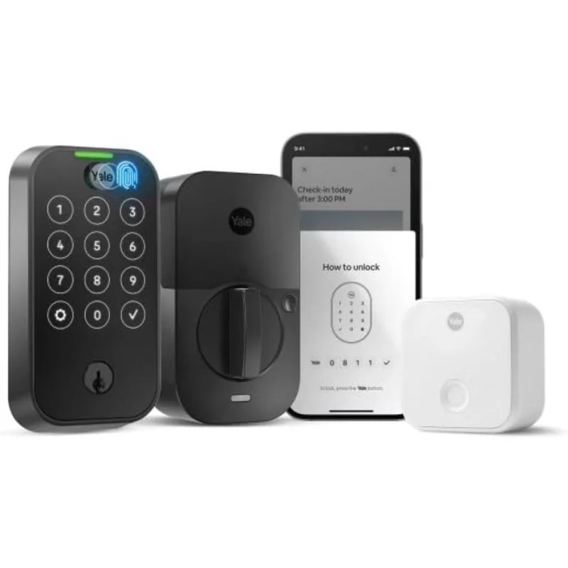 Vale Assure Lock 2 Touch Deadbolt,Black Suede Keyed Smart Entry Door Lock with Wi-Fi Connected Touchscreen Keypad and Fingerprin