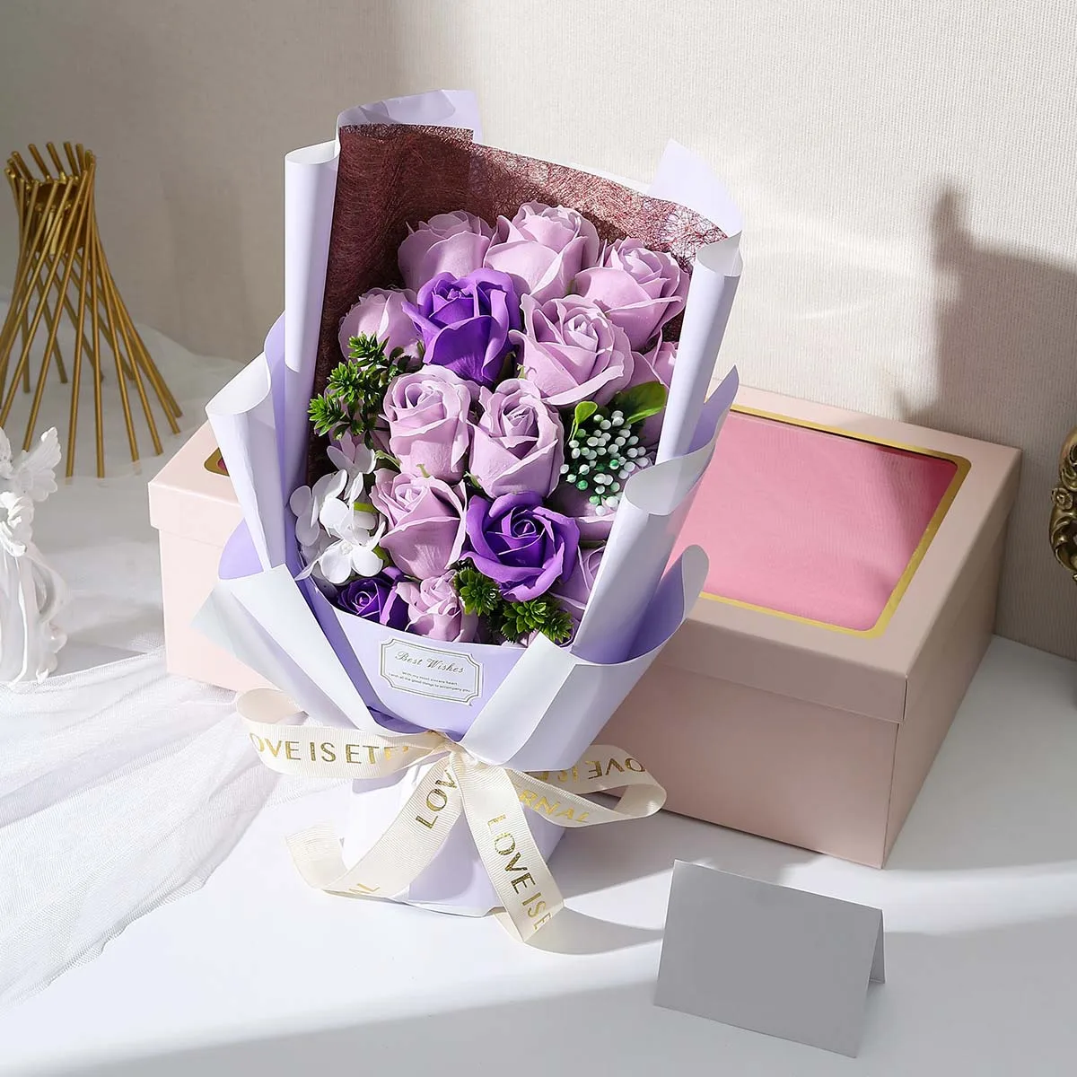 Artificial Soap Flower Rose Bouquet Gift Bags Valentine\'s Day Birthday Gift Wedding Home Decor 18 Rose Soap Bouquet Gift box