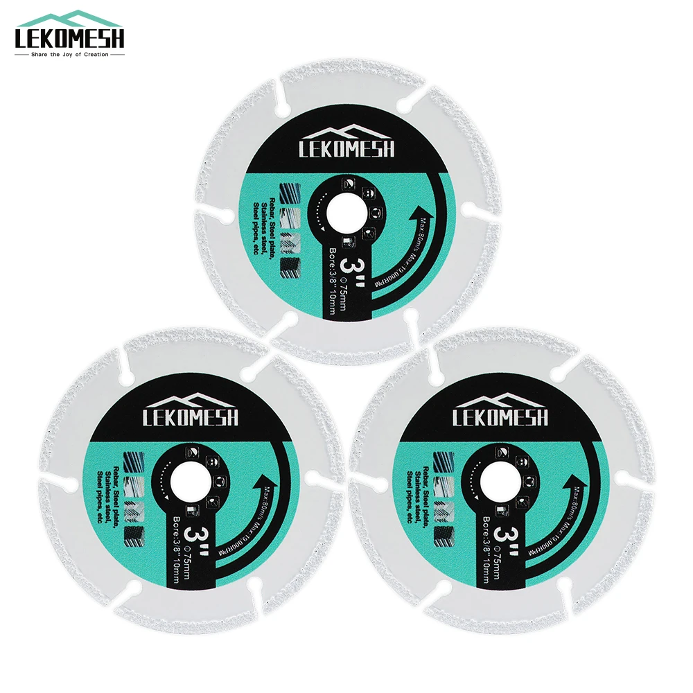 LEKOMESH Dia75mm Diamond Cutter Disc 1/2/3 pcs Cutting Steel Tube/Pipe Iron Rebar Angle Steel Stainless Steel Mini Cutting Disc