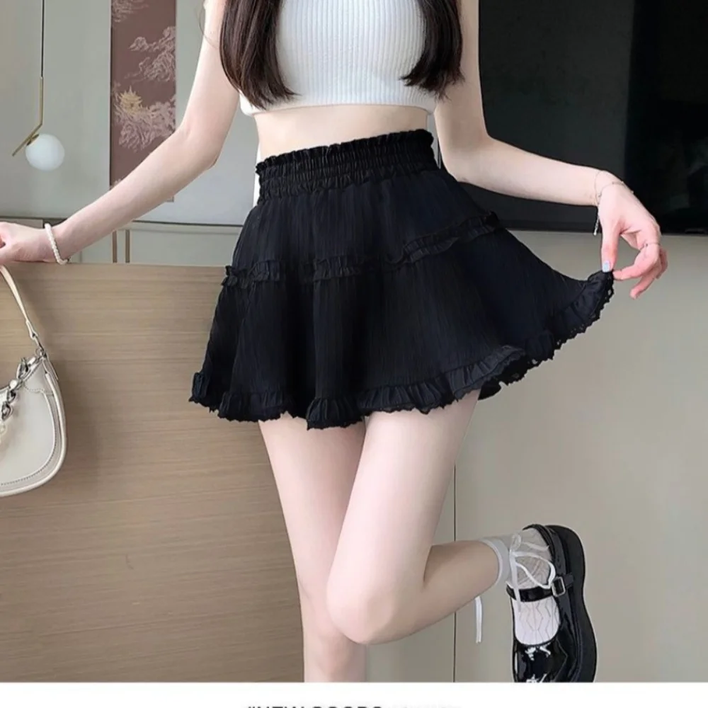 

Многоярусная юбка в балетном стиле для милых девочек Y2k, одинаковая белая короткая юбка, корейская шикарная мини-юбка принцессы с эластичной резинкой на талии, женские шорты
