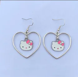 Cute Anime Sanrio Hello Kitty Dangle Earrings Korean Creative Kawaii Crochet Earring Cartoon Girls Party Jewelry Birthday Gift