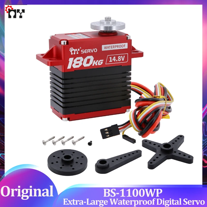 Waterproof IP67 BS-1100WP Digital Servo High Torque 180KG Brushless Motor Metal 180Degree Servos for RC Cars Crawler Buggy Robot