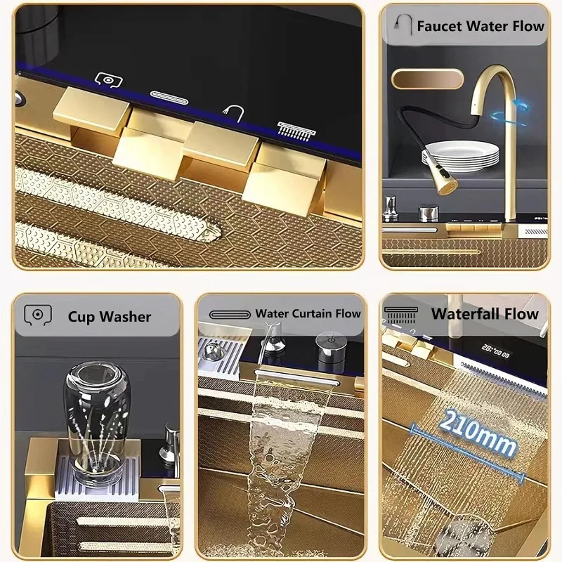 Кухонная мойка Deluxe Smart Waterfall, современная многофункциональная раковина из нержавеющей стали, утилита, фермерский дом со встроенным слоем