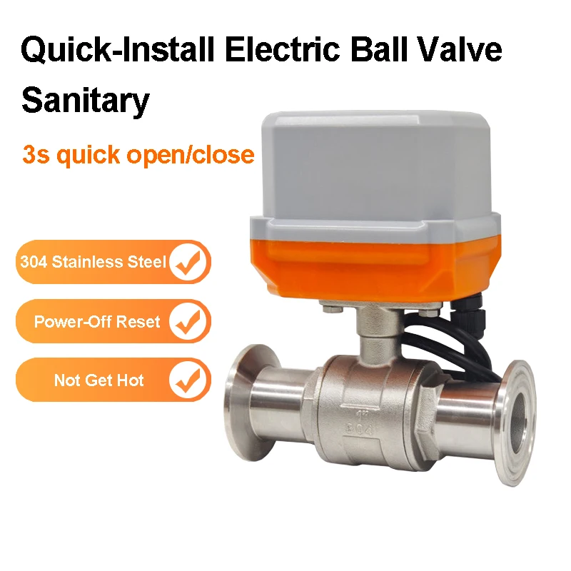 DN15-50 Electric Tri-Clamp Sanitary Ball Valve Stainless Steel 304 220V 24V Motorized Quick-Fit Ball Valve For Food/Brewing