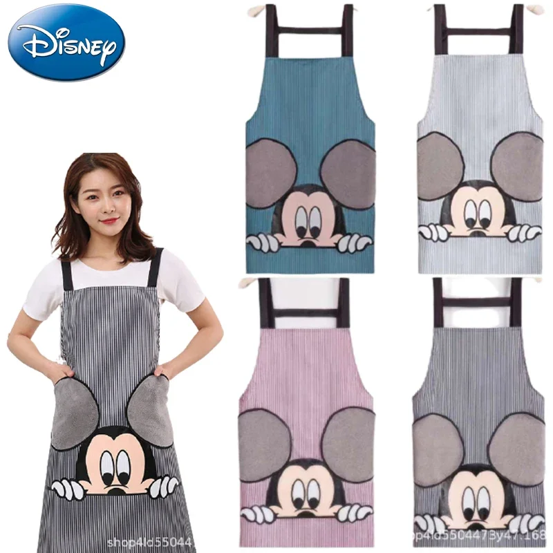 

Новый регулируемый Фартук для взрослых средней длины с мультипликационным героем Диснея Микки из мультфильма, полосатый фартук для шеф-повара отеля, ресторана, кухни