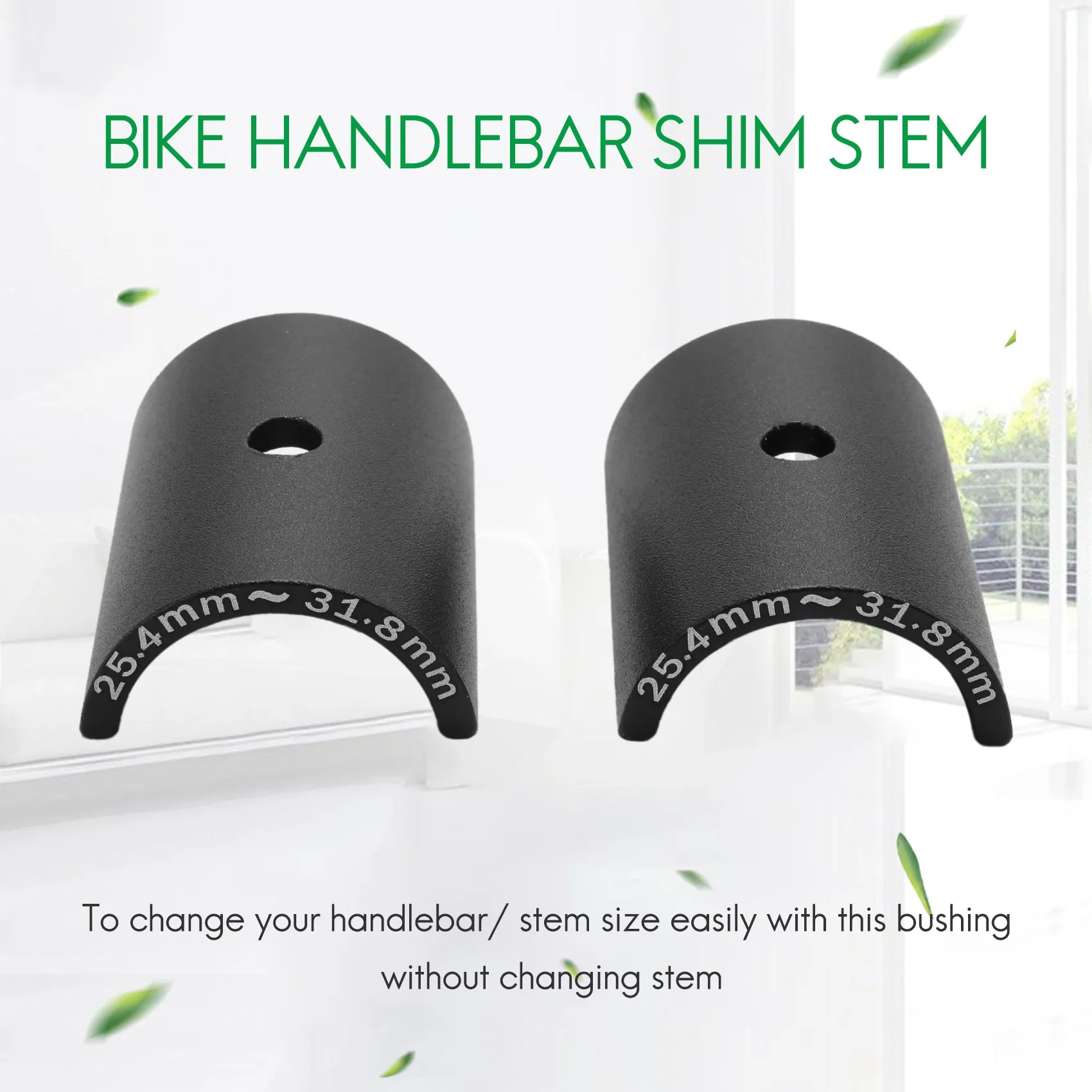 MTB Bike Handlebar Bar Shim Spacer Stem Reducer Size Reducing Bushing Sleeve 25.4mm to 31.8mm Bar Bore Adapter Black